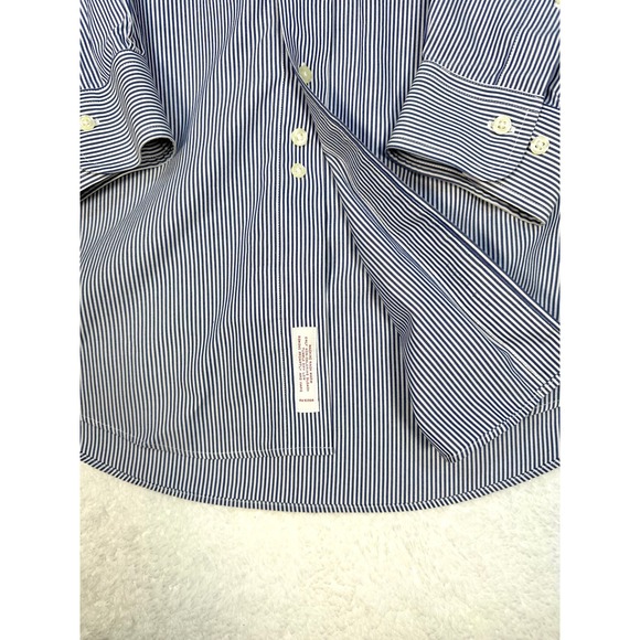 Brooks Brothers 346 mens Button Down shirt 16 1/2 4/5 blue‎ white stripe regular - Picture 6 of 10